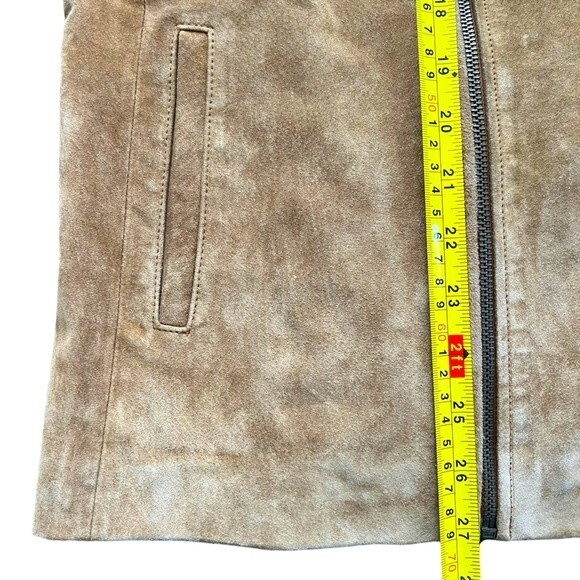 Vintage Jones New York Genuine Leather Tan Zip Up Jacket Women's size Small - Picture 8 of 10